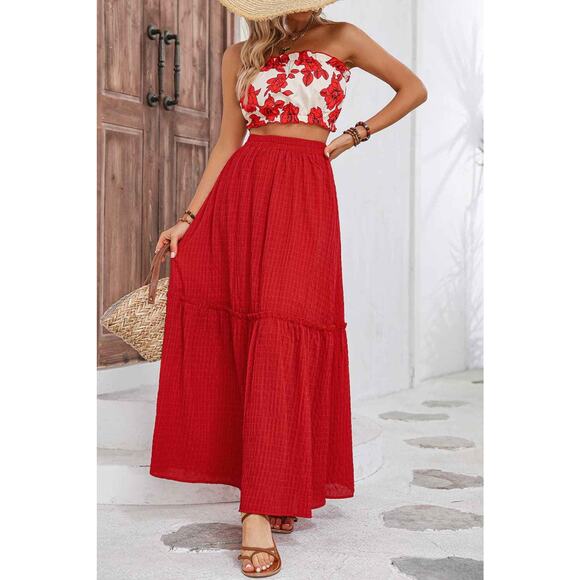 Honey Floral Tube Top and Maxi Skirt Set - Picture 1 of 4